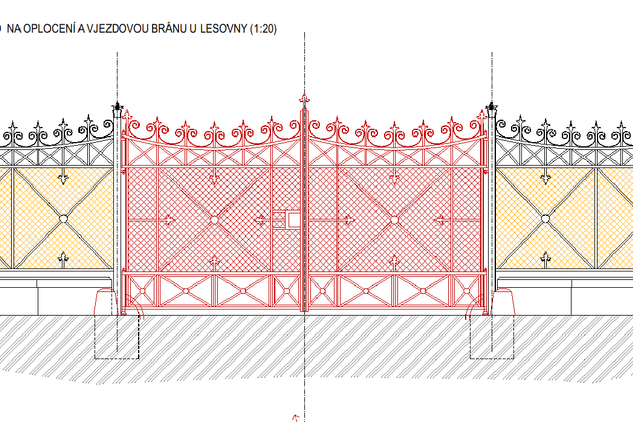 Návrh obnovy brány do parku u kostela